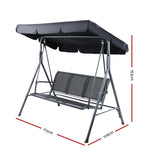 Gardeon Outdoor Swing Chair Garden Bench Furniture Canopy 3 Seater Mesh Black - Front View