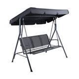 Gardeon Outdoor Swing Chair Garden Bench Furniture Canopy 3 Seater Mesh Black - Close-Up Angle