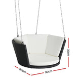 Gardeon Rattan Porch Swing Chair With Chain Cushion Outdoor Furniture Black - Front View