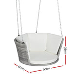 Gardeon Rattan Porch Swing Chair With Chain Cushion Outdoor Furniture Grey - Front View