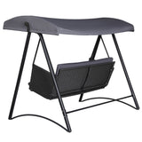 Gardeon Outdoor Swing Chair Garden Bench Furniture Canopy 3 Seater Rattan Grey - Side View