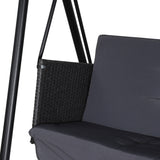 Gardeon Outdoor Swing Chair Garden Bench Furniture Canopy 3 Seater Rattan Grey - 45-Degree Angle
