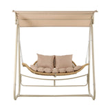 Gardeon Outdoor Swing Chair 2-Seater Rattan Seat with Canopy Beige - Side View