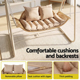 Gardeon Outdoor Swing Chair 2-Seater Rattan Seat with Canopy Beige - 45-Degree Angle