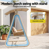 Gardeon Outdoor Swing Chair 2-Seater Rattan Seat with Canopy Beige - Rear View