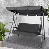 Gardeon Outdoor Swing Chair Garden Chair Bench Furniture Canopy 3 Seater Black