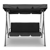 Gardeon Outdoor Swing Chair Garden Chair Bench Furniture Canopy 3 Seater Black - Side View