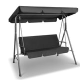 Gardeon Outdoor Swing Chair Garden Chair Bench Furniture Canopy 3 Seater Black - Low Angle