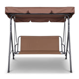 Gardeon Outdoor Swing Chair Garden Bench Furniture Canopy 3 Seater Coffee - Top-Down View