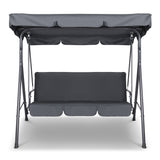 Gardeon Outdoor Swing Chair Garden Chair Bench Furniture Canopy 3 Seater Grey - Side View