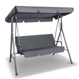Gardeon Outdoor Swing Chair Garden Chair Bench Furniture Canopy 3 Seater Grey - Low Angle