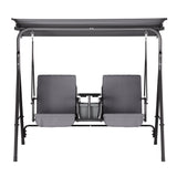 Gardeon Outdoor Swing Chair Garden Chair Canopy Cup Holder 2 Seater Grey - Side View