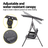 Gardeon Outdoor Swing Chair Garden Chair Canopy Cup Holder 2 Seater Grey - Top-Down View