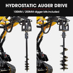 BAUMR-AG Post Hole Auger for BSR5000 Mini Loader Skid Steer, with 100mm & 200mm Bits, Quick Connect Hydraulics