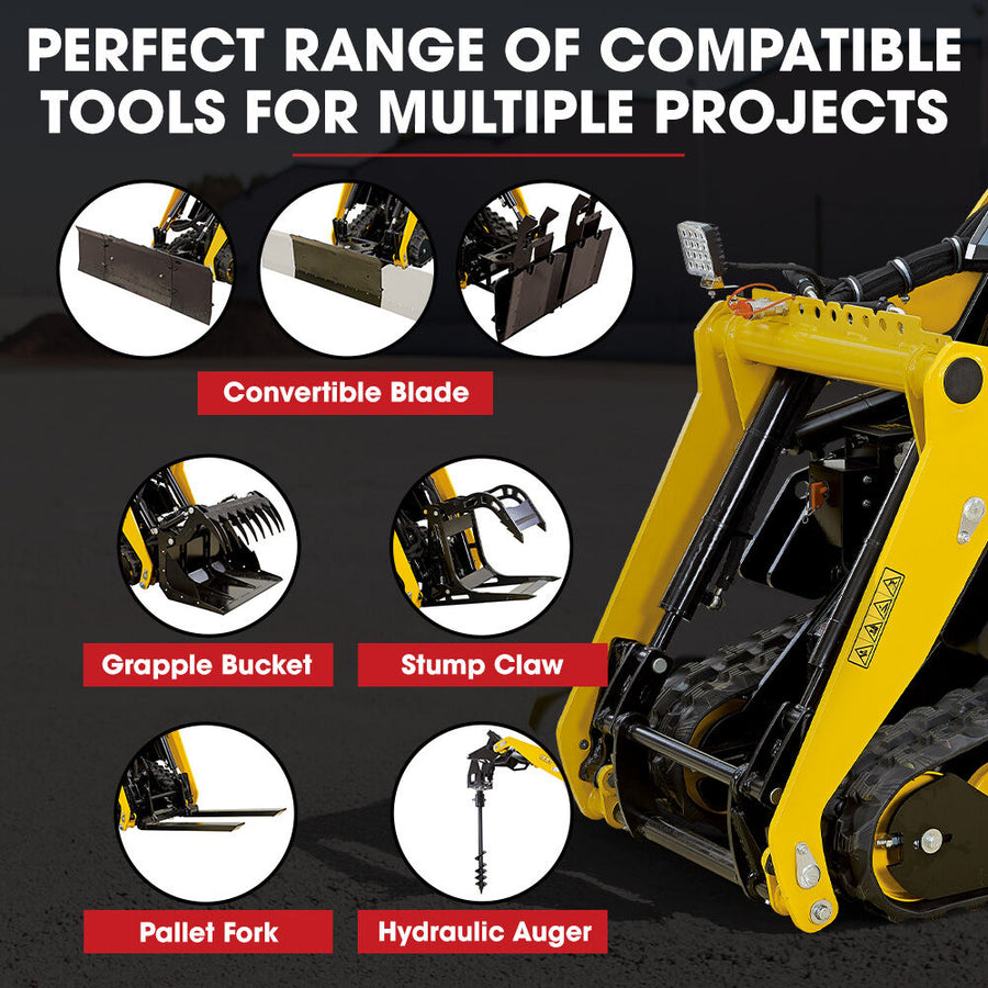 BAUMR-AG Post Hole Auger for BSR5000 Mini Loader Skid Steer, with 100mm & 200mm Bits, Quick Connect Hydraulics