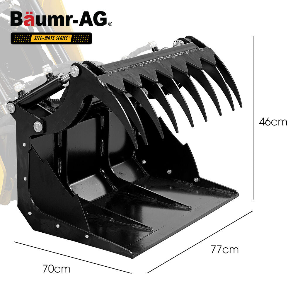 BAUMR-AG Grapple Bucket Accessory for BSR5000 Mini Loader Skid Steer, Quick Connect, Dual Hydraulic Cylinders