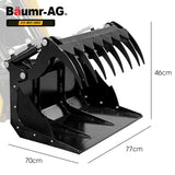 BAUMR-AG Grapple Bucket Accessory for BSR5000 Mini Loader Skid Steer, Quick Connect, Dual Hydraulic Cylinders - Rear View