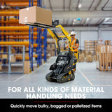 BAUMR-AG Pallet Forks Accessory for BSR5000 Mini Loader Skid Steer, Quick Connect Hydraulics, 150kg Rated Capacity - Side View