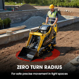 BAUMR-AG BSR5000 Mini Loader Skid Steer, with Bucket, 10hp OHV 4-Stroke Petrol Engine, 200kg Rated Operating Capacity - Low Angle