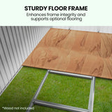 PLANTCRAFT Galvanised Steel Garden Shed 2.38 x 1.31 x 1.82m, with 2 Sliding Doors, 2 Air Vents, Skillion Roof, Floor Frame, Black - Low Angle