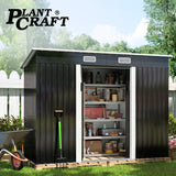 PLANTCRAFT Galvanised Steel Garden Shed 2.38 x 1.31 x 1.82m, with 2 Sliding Doors, 2 Air Vents, Skillion Roof, Floor Frame, Black - Extra Image