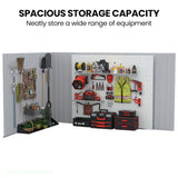 PLANTCRAFT Galvanised Steel Garden Shed 2.58 x 2.07 x 2.02m, with 2 Sliding Doors, 4 Air Vents, Gable Roof, Floor Frame, Black - Extra Image