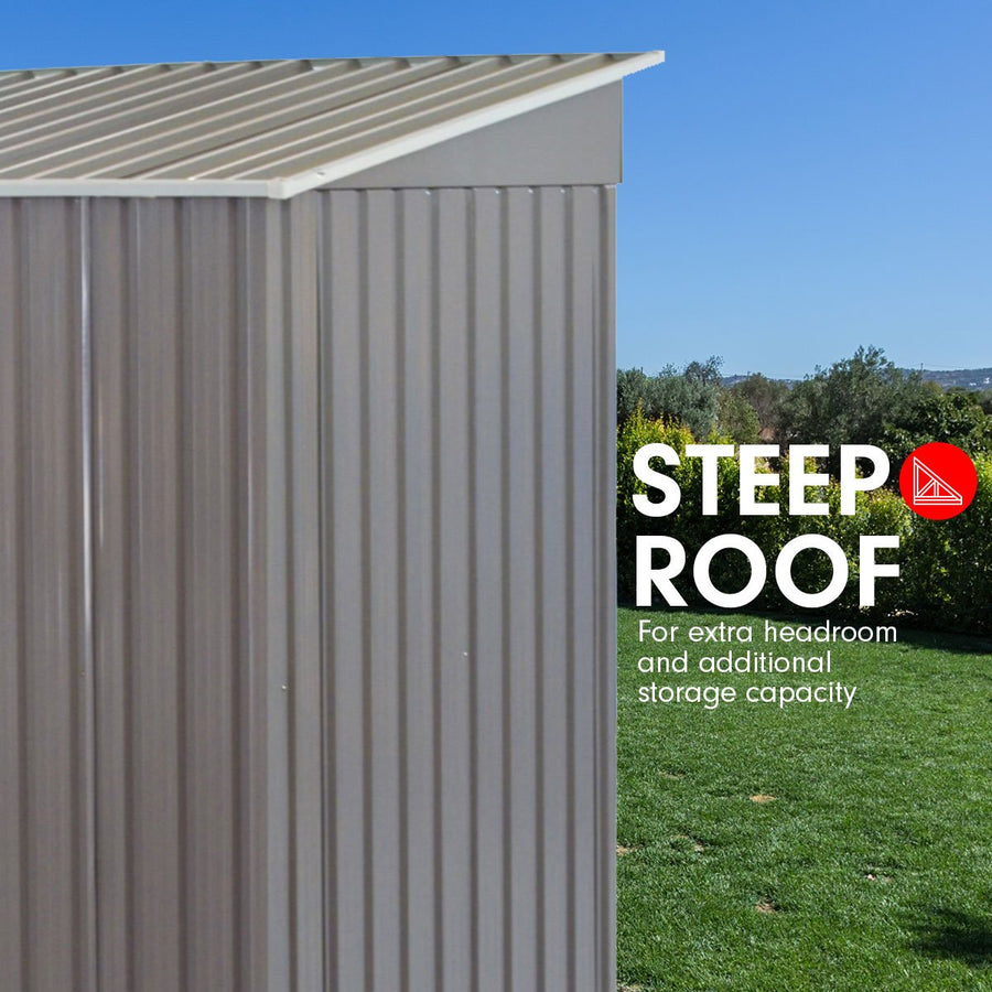 4ft x 6ft Garden Shed with Base Flat Roof Outdoor Storage - Grey