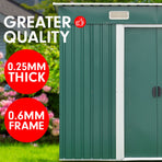 4ft x 8ft Garden Shed Flat Roof Outdoor Storage - Green