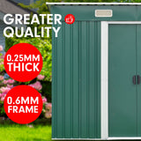 4ft x 8ft Garden Shed Flat Roof Outdoor Storage - Green - Side View