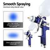 Giantz 2PC HVLP Spray Gun Paint Gun Gravity Feed 0.8mm 1.4,mm Nozzles Included - Top-Down View