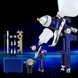 Giantz 2PC HVLP Spray Gun Paint Gun Gravity Feed 0.8mm 1.4,mm Nozzles Included - Close-Up Angle