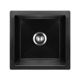 Welba Kitchen Sink 38x38cm Granite Basin Single Bowl Black - Close-Up Angle