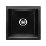 Welba Kitchen Sink Granite Basin Single Bowl 45cmx45cm Black - Rear View