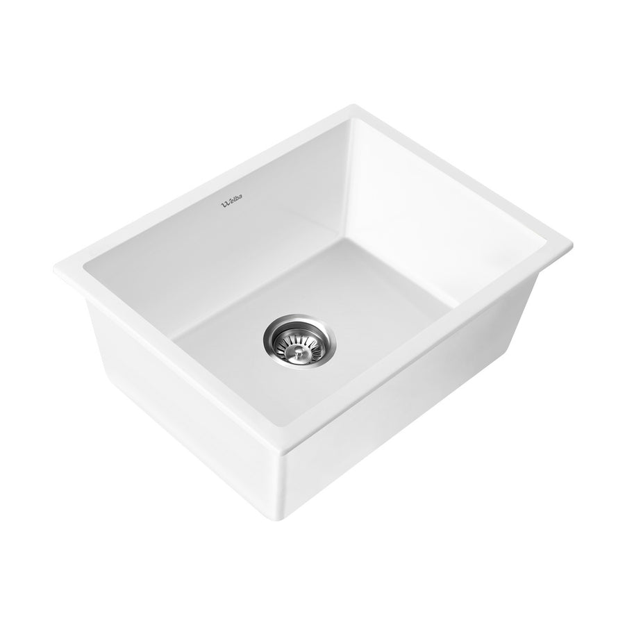 Welba Kitchen Sink 55x45cm Granite Basin Single Bowl White
