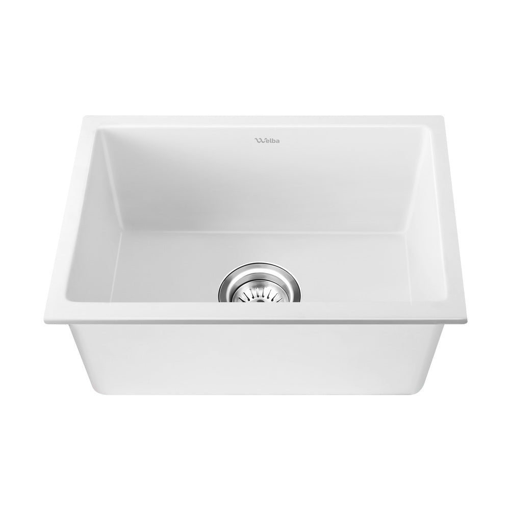 Welba Kitchen Sink 55x45cm Granite Basin Single Bowl White