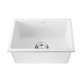 Welba Kitchen Sink 55x45cm Granite Basin Single Bowl White - Rear View