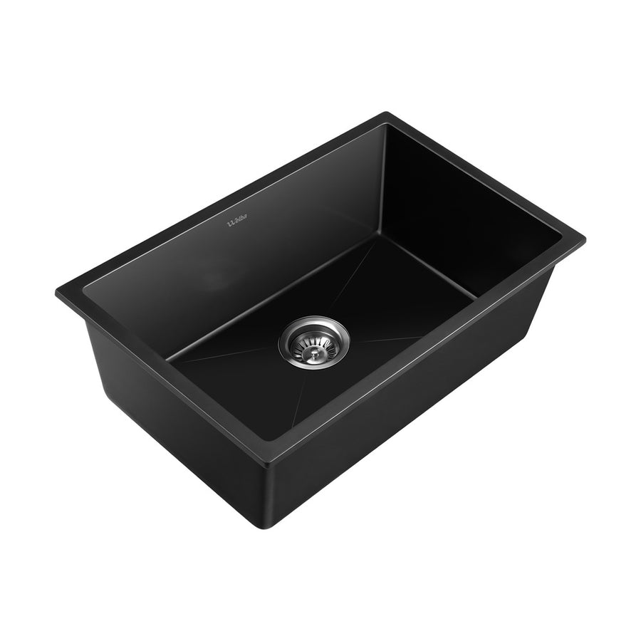 Welba Kitchen Sink 70x45cm Granite Basin Single Bowl Black