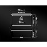 Welba Kitchen Sink 70x45cm Granite Basin Single Bowl Black