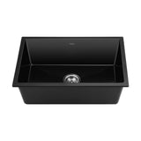 Welba Kitchen Sink 70x45cm Granite Basin Single Bowl Black - 45-Degree Angle