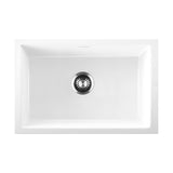 Welba Kitchen Sink 70x45cm Granite Basin Single Bowl White - Rear View