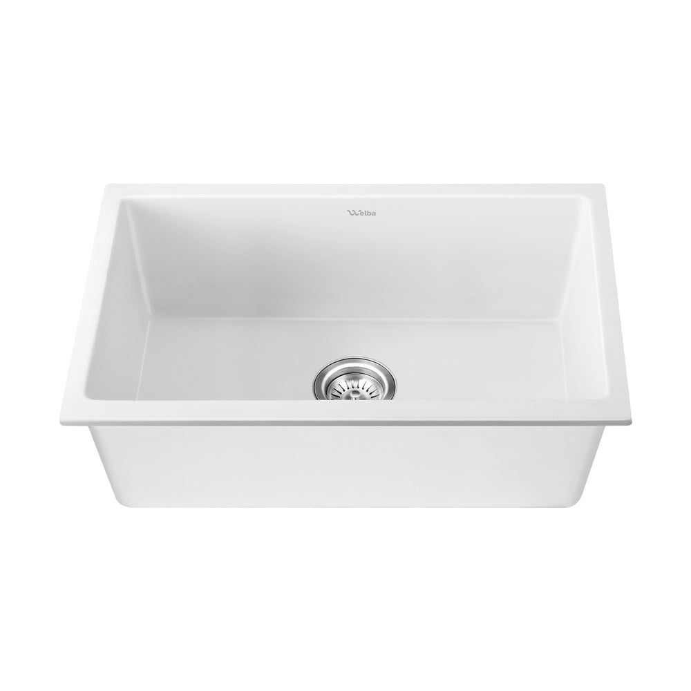 Welba Kitchen Sink 70x45cm Granite Basin Single Bowl White