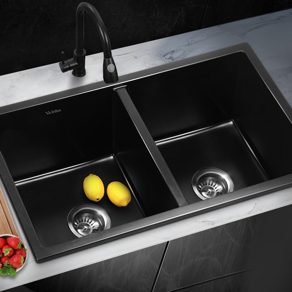 Welba Kitchen Sink Bathroom Basin Double Bowl 770mmx450mm