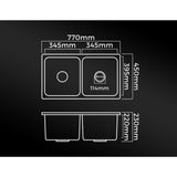 Welba Kitchen Sink Bathroom Basin Double Bowl 770mmx450mm - Top-Down View