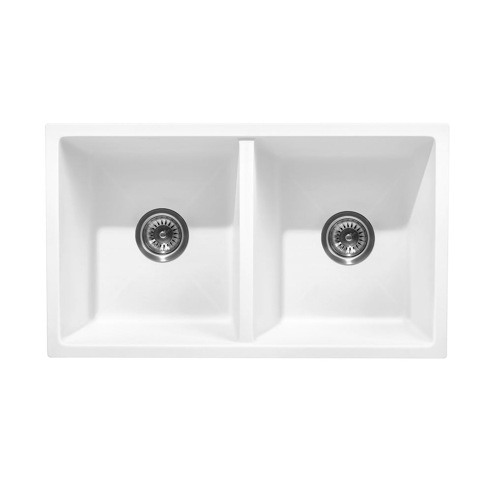 Welba Granite Sink Double Bowl 770mmx450mm White