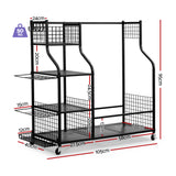 Everfit Golf Bag Storage Golf Storage Garage Organizer with Wheels Black - Front View