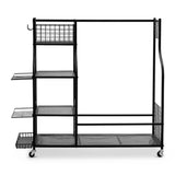 Everfit Golf Bag Storage Golf Storage Garage Organizer with Wheels Black - Side View