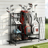 Everfit Golf Bag Storage Golf Storage Garage Organizer with Wheels Black - Close-Up Angle