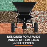 PlantCraft 160L Tow Behind Broadcast Seed and Fertiliser Spreader, 158kg Load, Heavy Duty - 45-Degree Angle