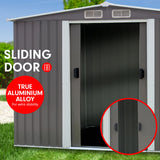 Garden Shed Spire Roof 6ft x 8ft Outdoor Storage Shelter - Grey - Front View