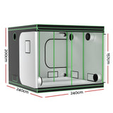 Green Fingers Grow Tent Kits 240x240x200cm Hydroponics Indoor Grow System Black - Front View